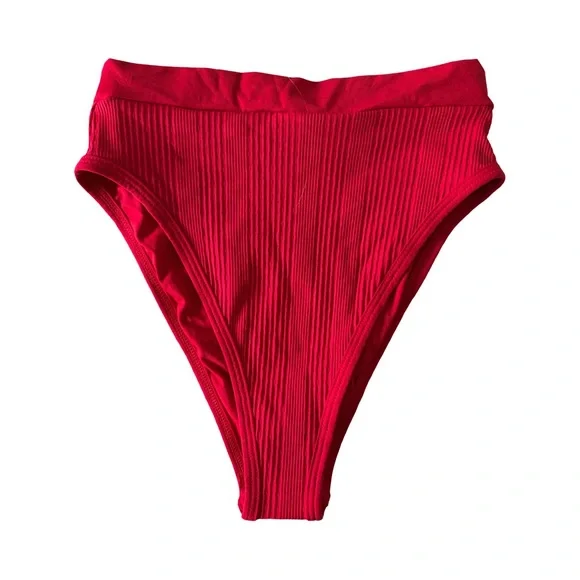 L*Space Bitsy Cut Ribbed Bikini Swim Bottom NWOT Size M - Picture 2 of 6